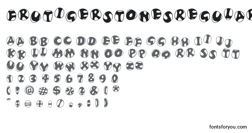 Fuente FrutigerstonesRegular - alfabeto, números, caracteres especiales