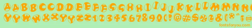 FrutigerstonesRegular-Schriftart – Orangefarbene Schriften auf grünem Hintergrund