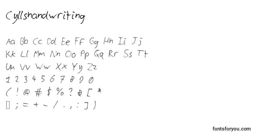 Cyllshandwriting-fontti – aakkoset, numerot, erikoismerkit