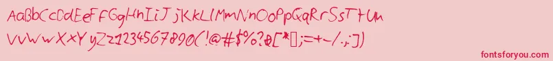 フォントCyllshandwriting – ピンクの背景に赤い文字