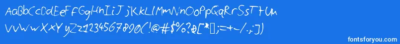 フォントCyllshandwriting – 青い背景に白い文字