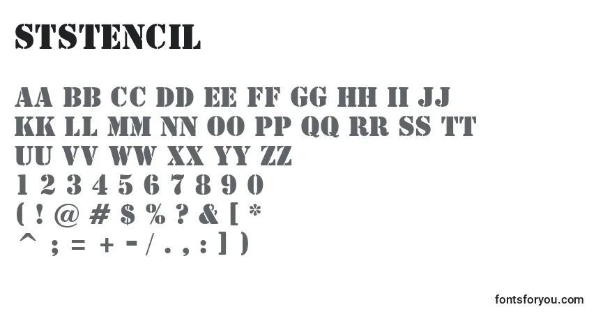 A fonte StStencil – alfabeto, números, caracteres especiais