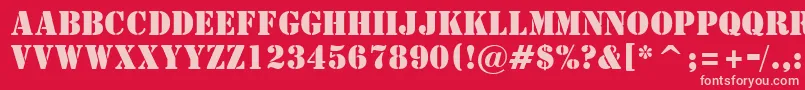 フォントStStencil – 赤い背景にピンクのフォント