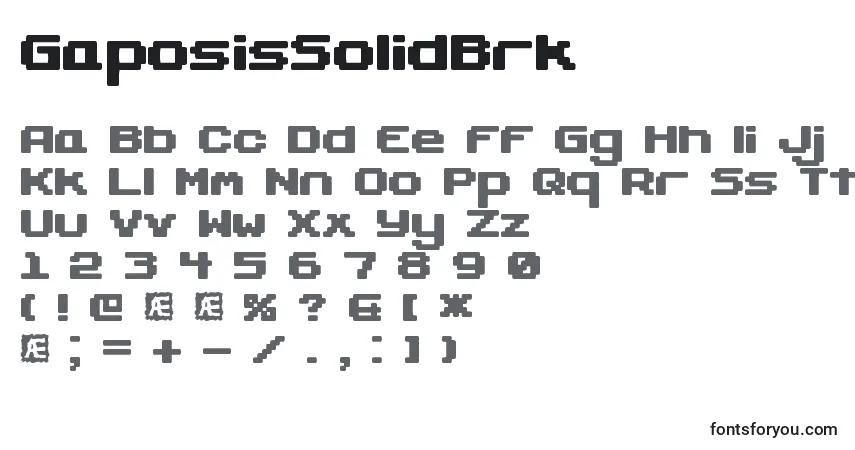 A fonte GaposisSolidBrk – alfabeto, números, caracteres especiais