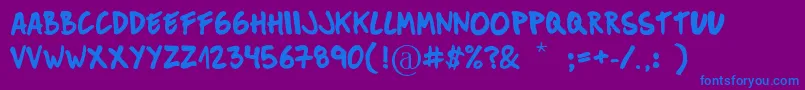 MuckySans-Schriftart – Blaue Schriften auf violettem Hintergrund