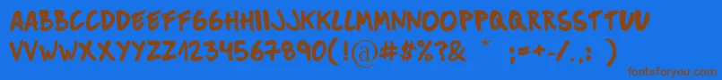 MuckySans-Schriftart – Braune Schriften auf blauem Hintergrund