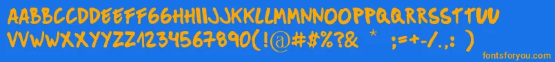 MuckySans Font – Orange Fonts on Blue Background