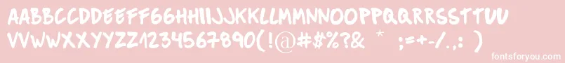 MuckySans-Schriftart – Weiße Schriften auf rosa Hintergrund
