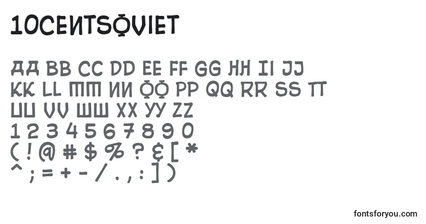Czcionka 10CentSoviet – alfabet, cyfry, specjalne znaki