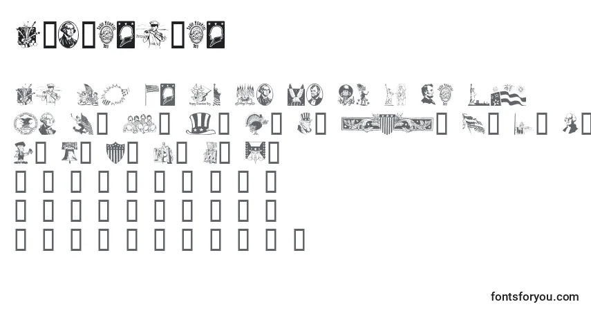 Schriftart Americanic – Alphabet, Zahlen, spezielle Symbole