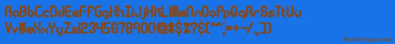 フォントTechnoOverloadBrk – 茶色の文字が青い背景にあります。