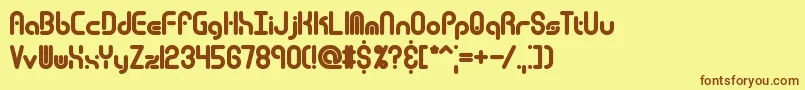 TechnoOverloadBrk Font – Brown Fonts on Yellow Background