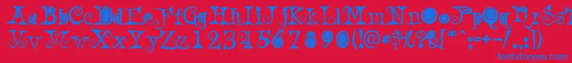 フォントAWeirdParty – 赤い背景に青い文字