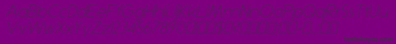 DominikThinItalic-fontti – mustat fontit violetilla taustalla
