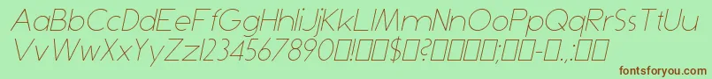 DominikThinItalic Font – Brown Fonts on Green Background