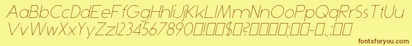 DominikThinItalic Font – Brown Fonts on Yellow Background