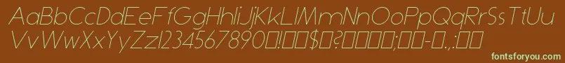 DominikThinItalic Font – Green Fonts on Brown Background