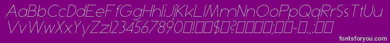 DominikThinItalic Font – Green Fonts on Purple Background
