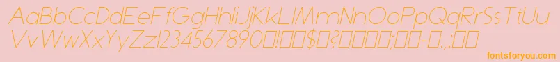 DominikThinItalic-Schriftart – Orangefarbene Schriften auf rosa Hintergrund