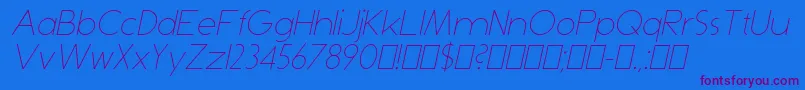 DominikThinItalic Font – Purple Fonts on Blue Background