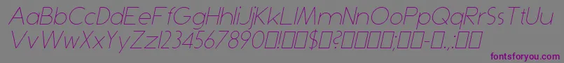 En savoir plus sur la police DominikThinItalic Police DominikThinItalic – polices violettes sur fond gris