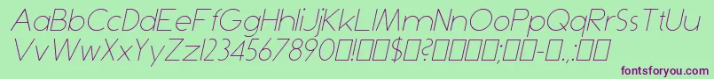 DominikThinItalic Font – Purple Fonts on Green Background