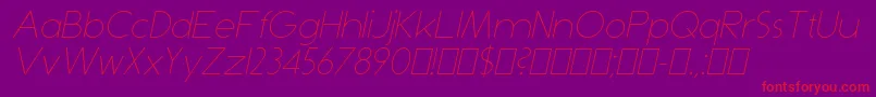 DominikThinItalic Font – Red Fonts on Purple Background