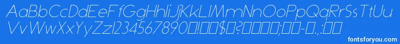 DominikThinItalic Font – White Fonts on Blue Background