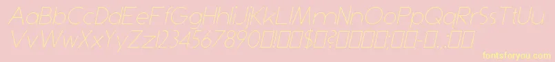 DominikThinItalic-Schriftart – Gelbe Schriften auf rosa Hintergrund