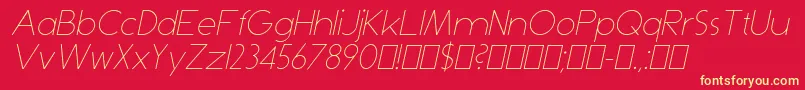 DominikThinItalic Font – Yellow Fonts on Red Background