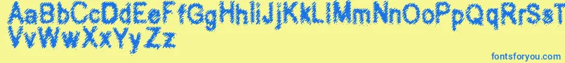 Hubbly-Schriftart – Blaue Schriften auf gelbem Hintergrund