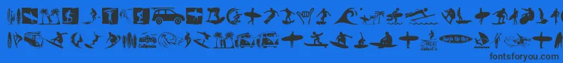 fuente Surf – Fuentes Negras Sobre Fondo Azul