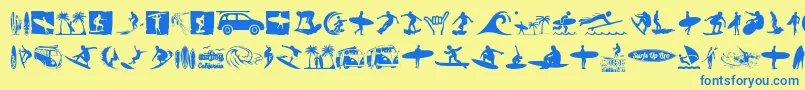 フォントSurf – 青い文字が黄色の背景にあります。