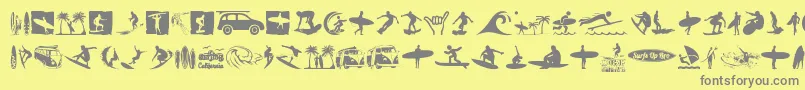 Surf-Schriftart – Graue Schriften auf gelbem Hintergrund