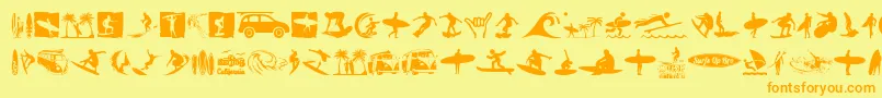 フォントSurf – オレンジの文字が黄色の背景にあります。