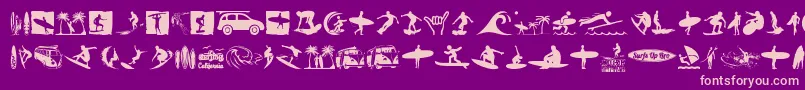 Surf-Schriftart – Rosa Schriften auf violettem Hintergrund