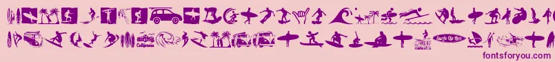 Surf-fontti – violetit fontit vaaleanpunaisella taustalla