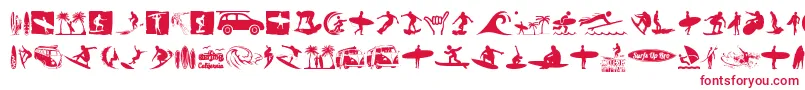 Police Surf – polices rouges sur fond blanc