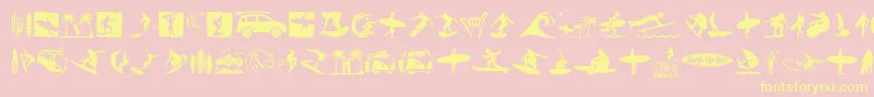 Surf-Schriftart – Gelbe Schriften auf rosa Hintergrund
