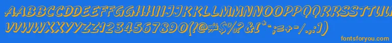 GeckoRegularCaps Font – Orange Fonts on Blue Background