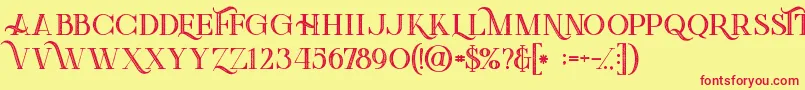 Greenlightboldinlinegrunge Font – Red Fonts on Yellow Background