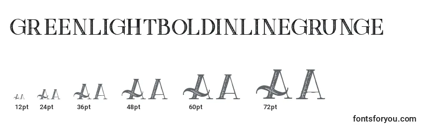 Размеры шрифта Greenlightboldinlinegrunge (78572)