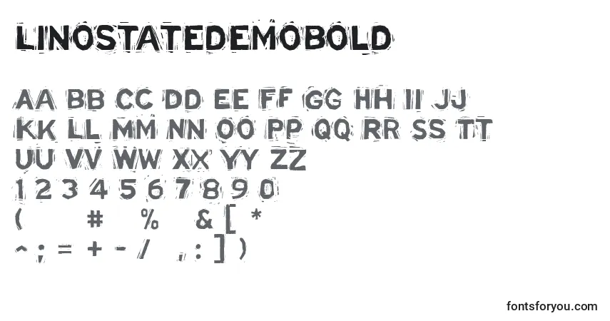 Schriftart LinostatedemoBold – Alphabet, Zahlen, spezielle Symbole