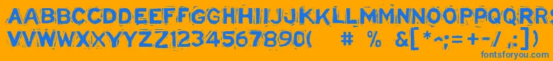 LinostatedemoBold-Schriftart – Blaue Schriften auf orangefarbenem Hintergrund