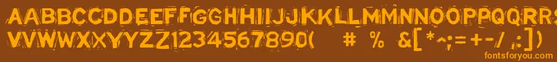 フォントLinostatedemoBold – オレンジ色の文字が茶色の背景にあります。