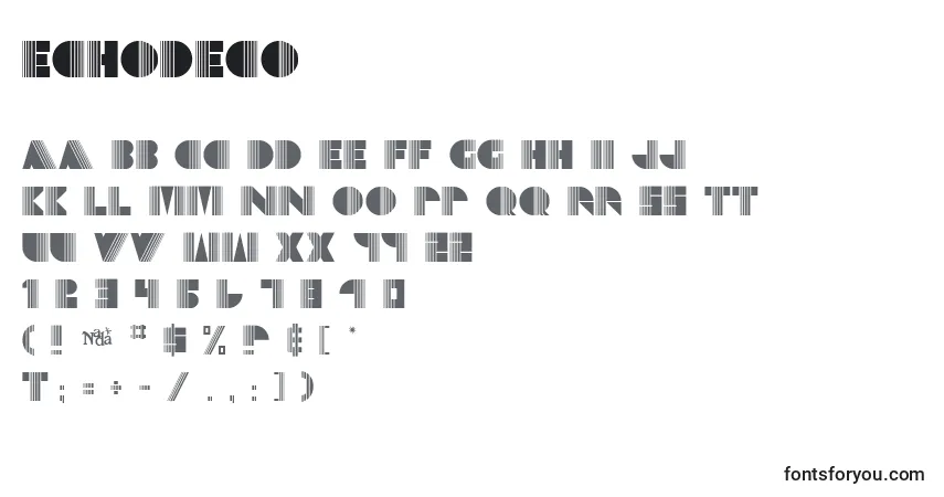 Czcionka Echodeco – alfabet, cyfry, specjalne znaki