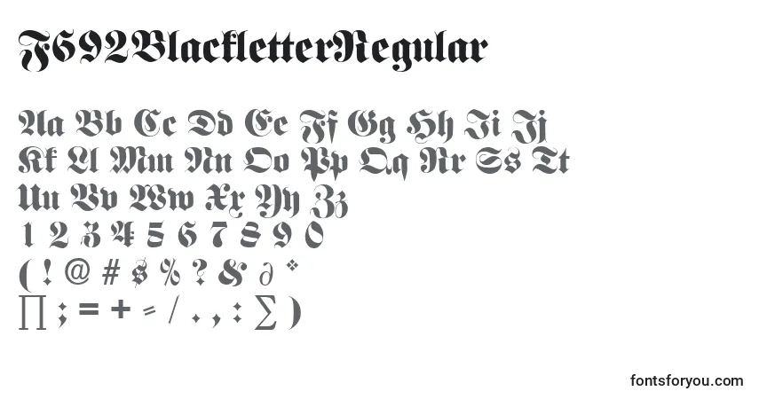 F692BlackletterRegular-fontti – aakkoset, numerot, erikoismerkit