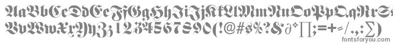 F692BlackletterRegular-fontti – harmaat kirjasimet valkoisella taustalla