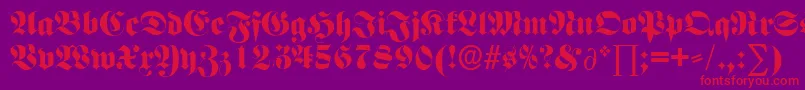 F692BlackletterRegular Font – Red Fonts on Purple Background