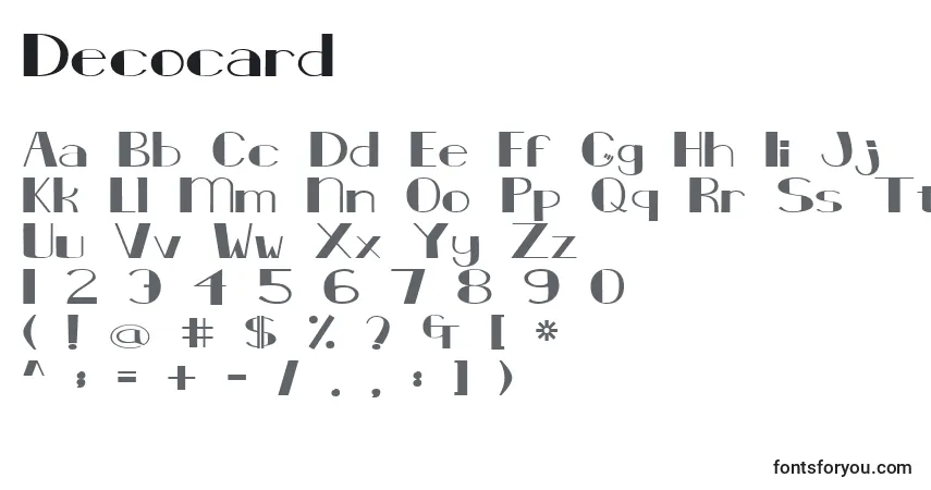 Schriftart Decocard – Alphabet, Zahlen, spezielle Symbole